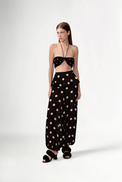 POLKA DOTS PEPLUM MAXI PANTS